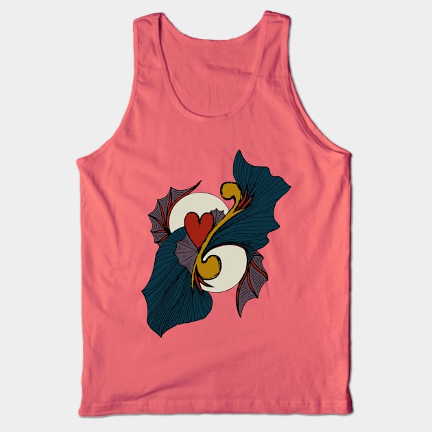 Abstract Dragon Heart, Dark Tones Tank Top by Minervalus-Art